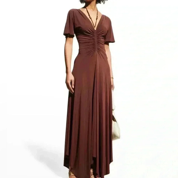 Nina Ruched‎ Beaded-Strap Maxi Dress - Picture 1 of 8